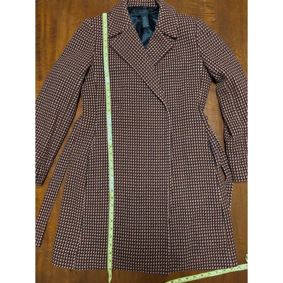 The Limited 90% Wool Orange/Brown/Black Long Wrap Coat - Picture 6 of 7